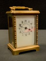 A 20th century Harrods retailed French time piece carriage clock, white dial with floral