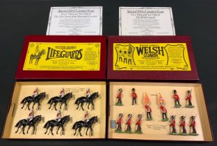 Britains Figures - British Soldiers Welsh Guards with cloth flags, Limited edition 2075/5000,