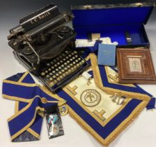A 1920s/30s L C Smith & Corona Typewriters inc typewriter, black frame, no 8 10 in; Masonic interest