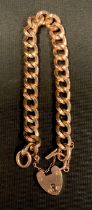 A 9ct rose gold hollow curb link bracelet, padlock clasp, 13.3g