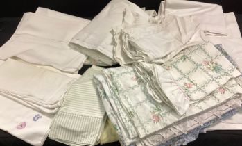 A quantity of vintage table linens, bed covers; etc ( 2)