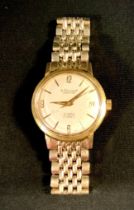 An Omega gold plated 1502 beads of rice link watch bracelet, impressed mark, on a Le Cheminant