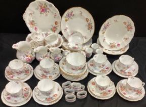 Royal Crown Derby Posies pattern table service inc side plates, cups, saucers, three graduated jugs,