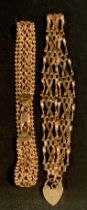 A 9ct gold fancy link bracelet, another gate bracelet, 10g (2)