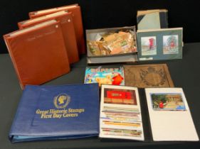 Stamps Philately - Great Historic Stamps First Day Covers collection, Royal Mail Postcards, loose