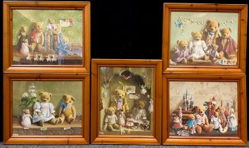 Deborah Jones, after, a set of five, Teddy Bear pictures - ‘Milly, Horace, and Mrs M.’, ‘A Fairy