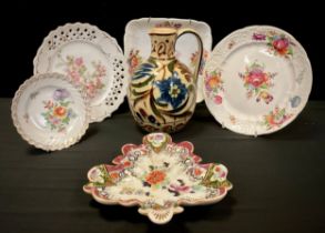 Ceramics - a 19th century Masons Ironstone trefoil dish, 24cm long; hand painted floral plates