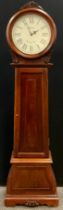 A contemporary walnut-stained dwarf long-case clock, Westminster chime, battery operated movement,
