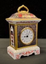 A Royal Crown Derby, 1128 pattern, ‘Old Imari’ carriage clock, 18.5cm, first condition