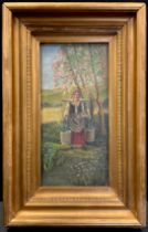 Victorian school, A Water Carrier, oil on canvas, 30cm x 15cm.