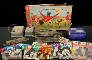 Toys and Juvenilia - Olympic Soccer Game, Hornby Dublo C3 Controller, The Beatles Monthly books,