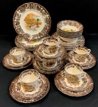 A Palissy Game series dinner and tea set, inc dinner plates, soup bowls, side plates, cups,
