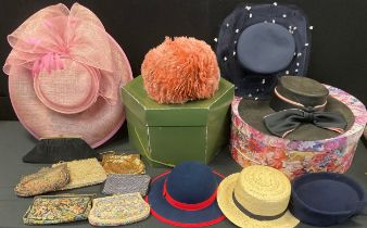 Ladies fashion - Occasional hats including; Harrods Brogi Renzo, Peter Bentley pink wedding hat,