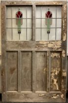 Architectural salvage - A large, early 20th century, door - salvaged from the Royal Oak Inn, Tansley