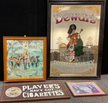 Advertising - a Dewar’s Scotch Whiskey advertising mirror, 88.5cm x 63cm; Player’s Navy Cut