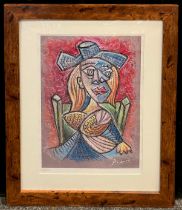 Pablo Picasso, after, Seated Woman, limited edition, number 29/300, lithograph, 41cm x 29.5cm