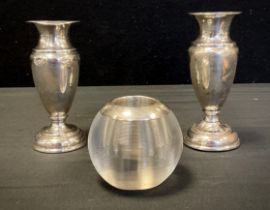 A silver mounted match striker,Birmingham, c.1930; two vases (3)