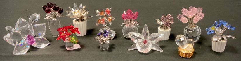 Swarovski Crystal and similar models - Pink and Red Roses, Tulips, Orchid, Cactus etc (12)