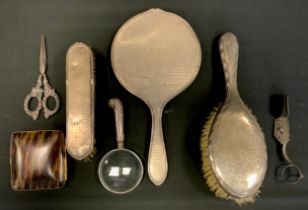A Silver duet dressing table service, Walker and Hall, Sheffield,c.1929; etc