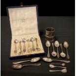 A cased set of six 830 Norwegian silver spoons, case marked Wilh Sager, Gullsmed, Kristiansund N,