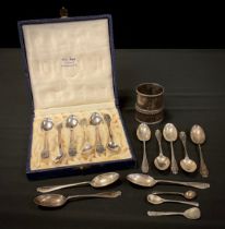 A cased set of six 830 Norwegian silver spoons, case marked Wilh Sager, Gullsmed, Kristiansund N,