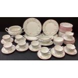 A Johnson Brothers Summer Chintz pattern dinner set inc plates, cups, saucers, gravy boat on stand