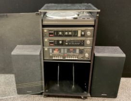 A Sanyo home-audio, auto return turntable TP240, Stereo inter-grated amplifier, JA 240, Stereo tuner