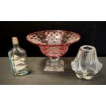 A Val St Lambert crystal clear glass vase, irregular lobbed tapering body, 16.5cm high, etched