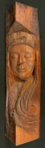 A early to mid 20th century carved pine sculpture ‘Sleeping Dryad’, 59cm high x 12.5cm x 12cm.