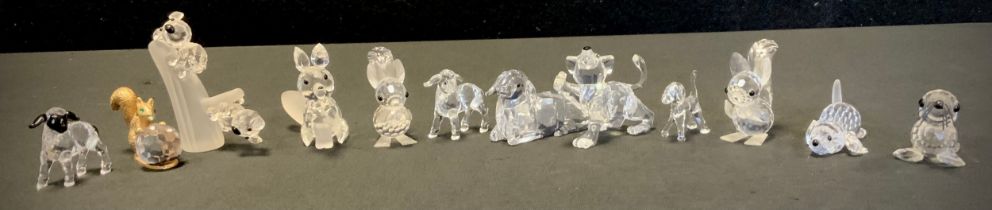 Swarovski Crystal and similar models - inc seated Fox, recumbent Sheep, black faced lamb, lamb, seal