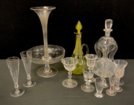 Glass, 19th century and later including; silver mounted lime green, possibly uranium glass,