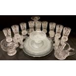 Glass - a set of nine Edinburgh crystal glasses, thistle pattern , Stuart sherry glasses; etc