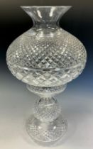 A cut glass table lamp, globular shade, 48cm high