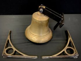 A large brass wall mounting school bell, from a North Derbyshire school possibly Clay Cross, GvR