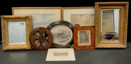 Pictures and prints - a impressive rectangular looking glass, 29cm x 43cm, another; 19th century