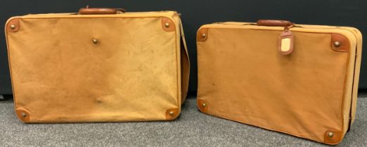 Two Large Vintage Leather Suitcases, 73cm x 47cm, and 63cm x 42cm, (2).