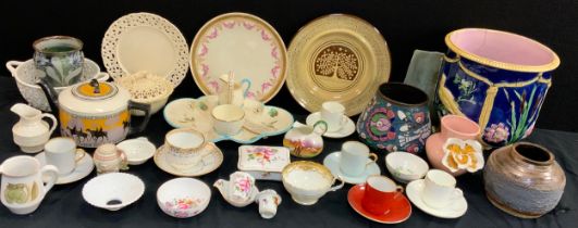 Ceramics - Royal Crown Derby ‘Posie’ pattern trinket bowl , tea strainer, other, Belleek jug, a