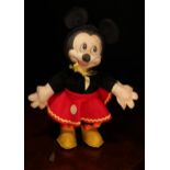 A 1940's/1950's Merrythought novelty Minnie Mouse, the pressed moulded face with painted features,