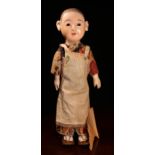 A Japanese gofun Ichimatsu traditional play doll, the gofun head head with inset fixed eyes and