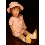 Americana - a 1920's Kamkins Studio cloth Art doll, by Louise R Kampes, the cloth canvas over rubber