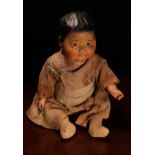 An early 20th century Horsman 'Baby Butterfly' painted composition head doll, the painted