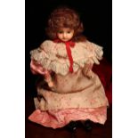 A wax over composition shoulder head doll, the wax over composition shoulder head inset with fixed