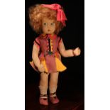 A 1930's Lenci (Italy) felt doll, the pressed felt head with painted features including black