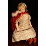 A 19th century bisque shoulder head doll, the bisque shoulder head with painted features including