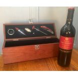 Wines and Spirits - a wine set gift box with collar, stopper, pourer, thermometer and waiter’s