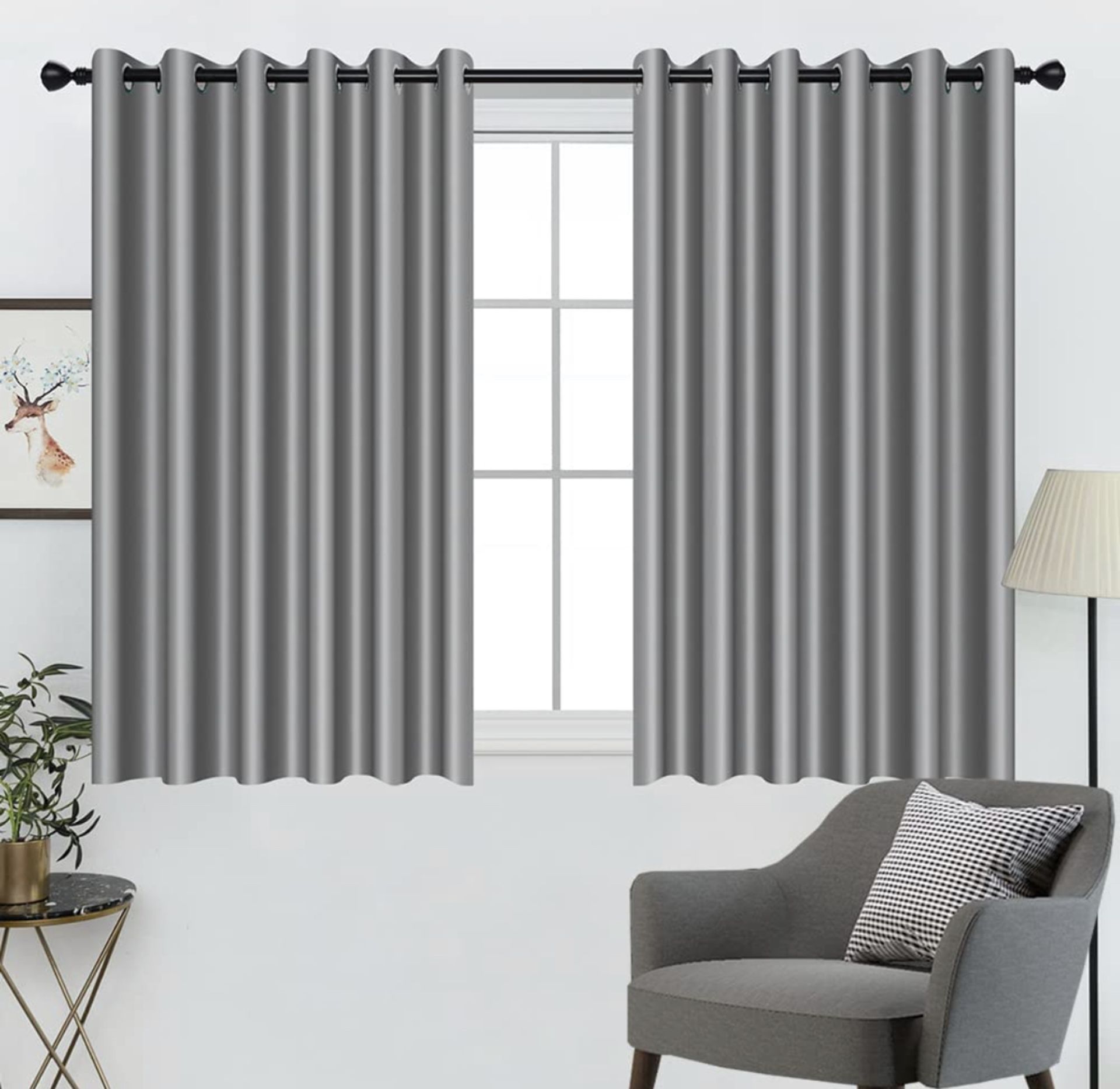 Hoosmoon 100% Blackout Thermal Eyelet Curtains (168 x 138cm) RRP £29.99