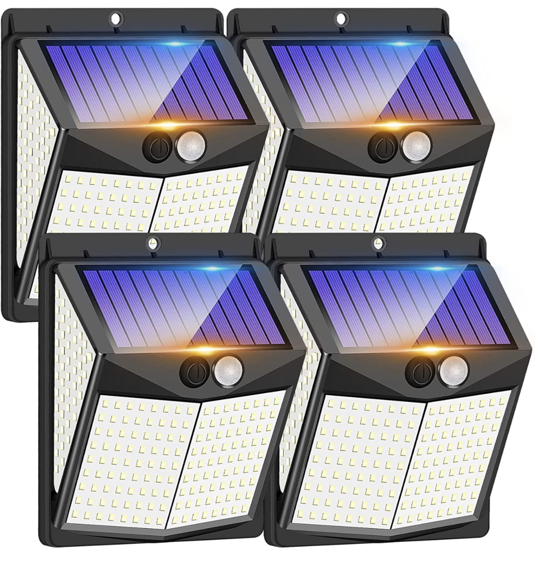 RRP £39.99 Outdoor Solar Lights 4-Pack 238 LED Solar Motion Sensor Security Lights