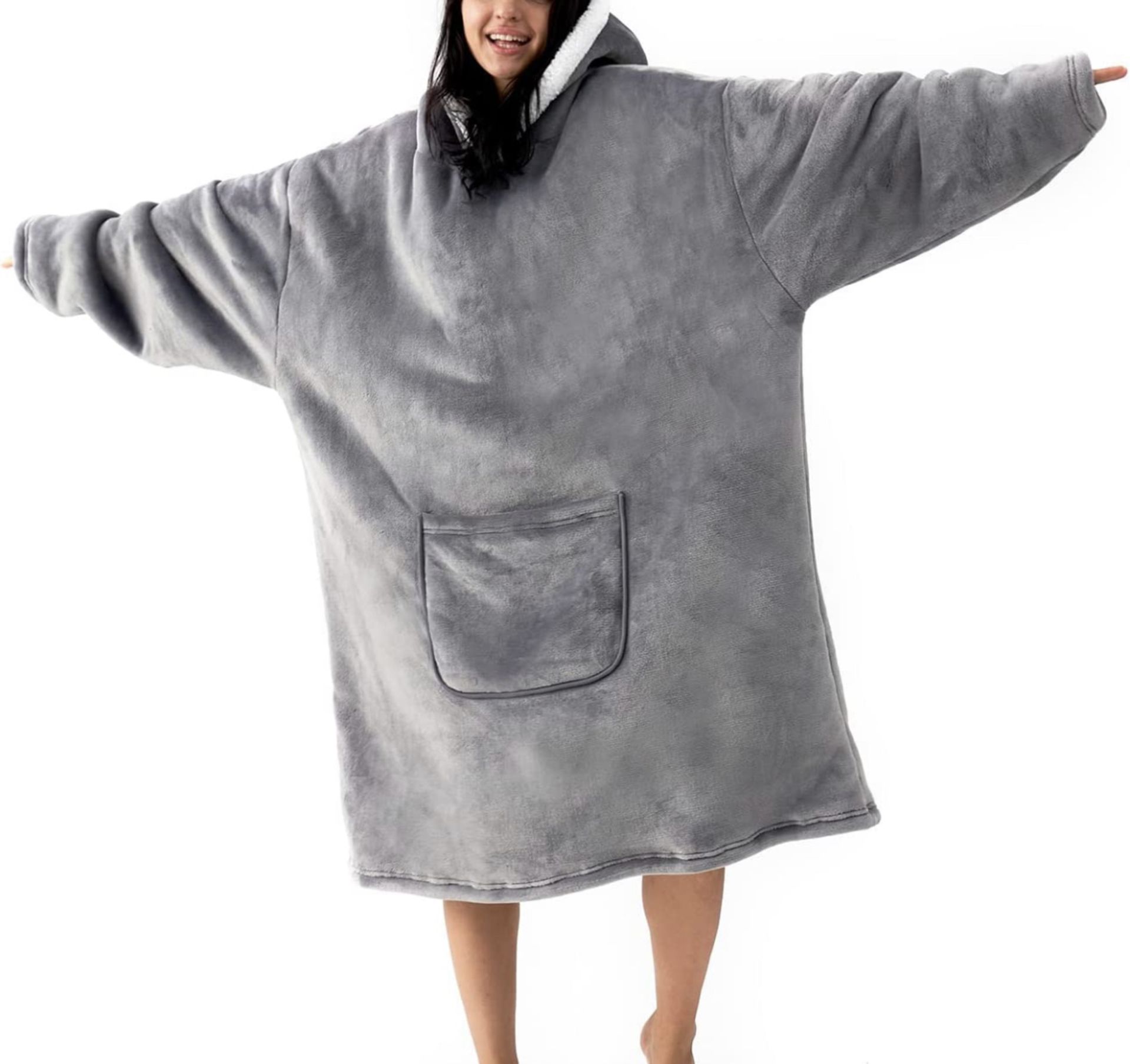 RRP £39.99 Hansleep Oversized Hoodie Blanket Sherpa Fleece Snuggle Warm Fluffy Hoodie