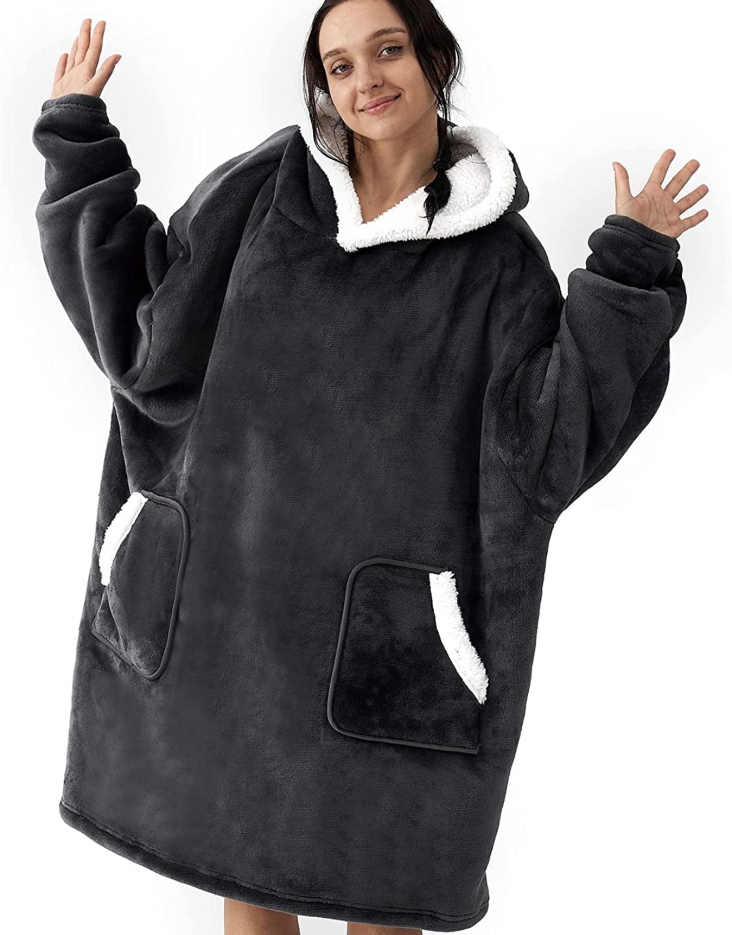 RRP £39.99 EHEYCIGA Oversized Hoodie Blanket Sherpa Fleece Snuggle Warm Fluffy Hoodie