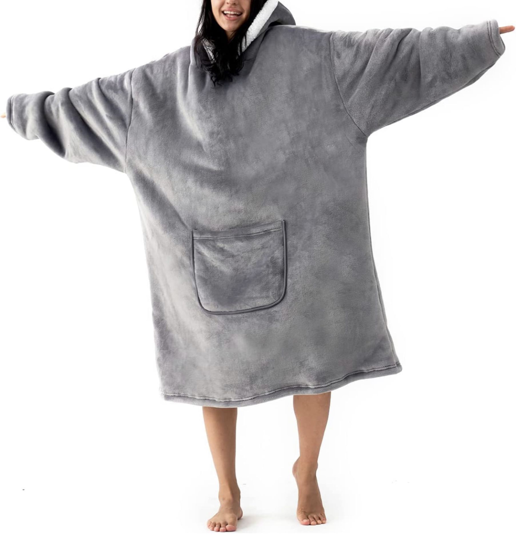 RRP £39.99 Hansleep Oversized Hoodie Blanket Sherpa Fleece Snuggle Warm Fluffy Hoodie